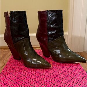 Tory Burch Eel Leather Multicolor Heeled Boots